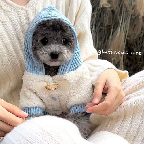 Одежда для собак, одежда для кошек, куртка из овечьей шерсти, осенне-зимняя новая пуговица с рогом, Тедди-бишон, йоркширский терьер