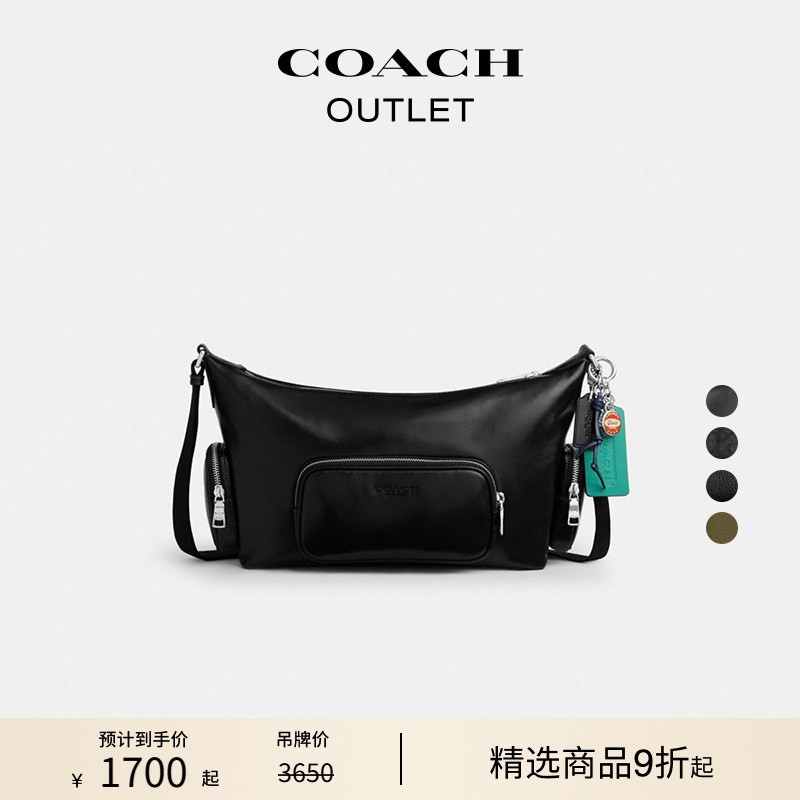 【New Product】 COACH Outlet Men's Black Finn Shoulder Bag Crossbody Bag Casual High-End Feel