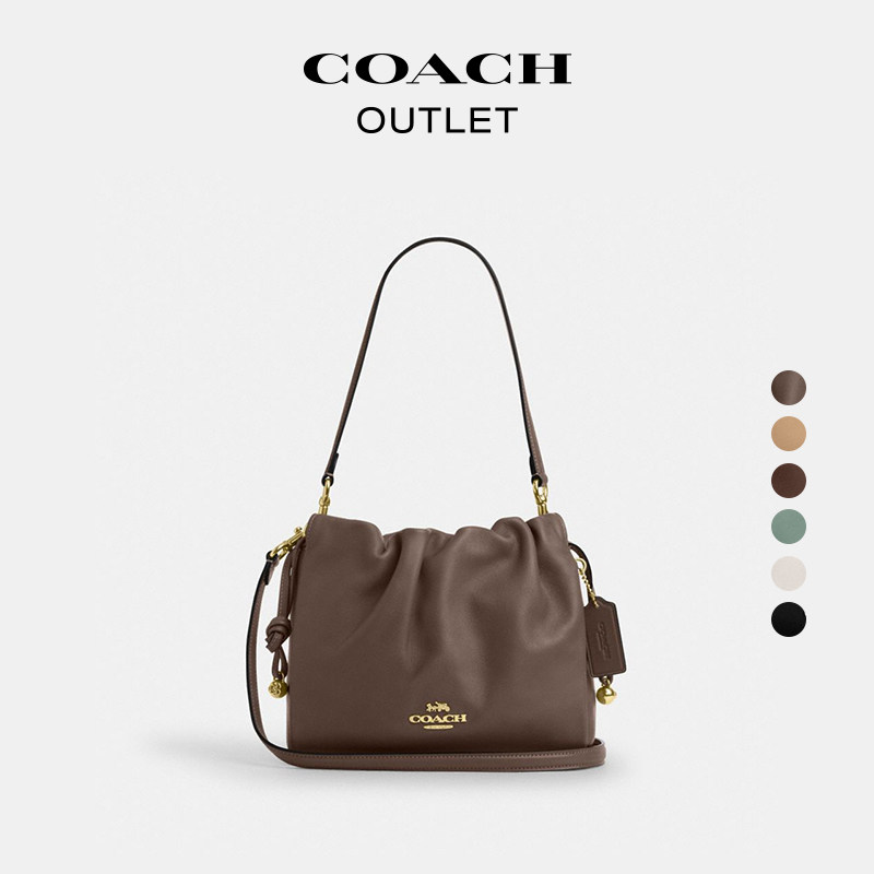 [New Year Gift] COACH Outlet Women's Cow Leather Faye Drawstring Handbag Shoulder Bag Crossbody Bag