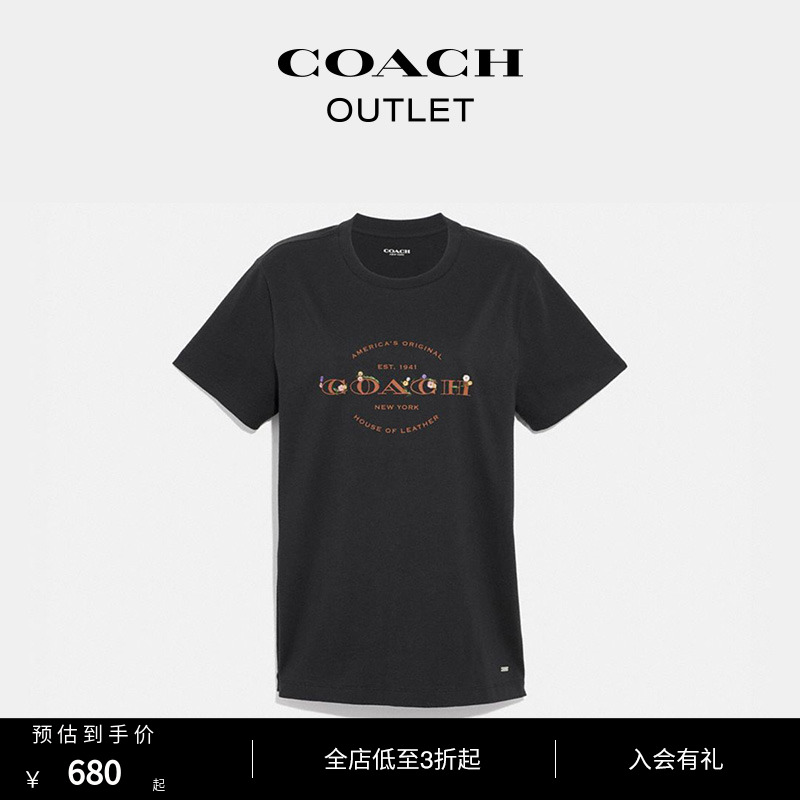 COACH COACH OLAI WOMEN'S FASHION NEW 100 LAP CLASSIC LOGOT-SHIRT SHORT SLEEVE