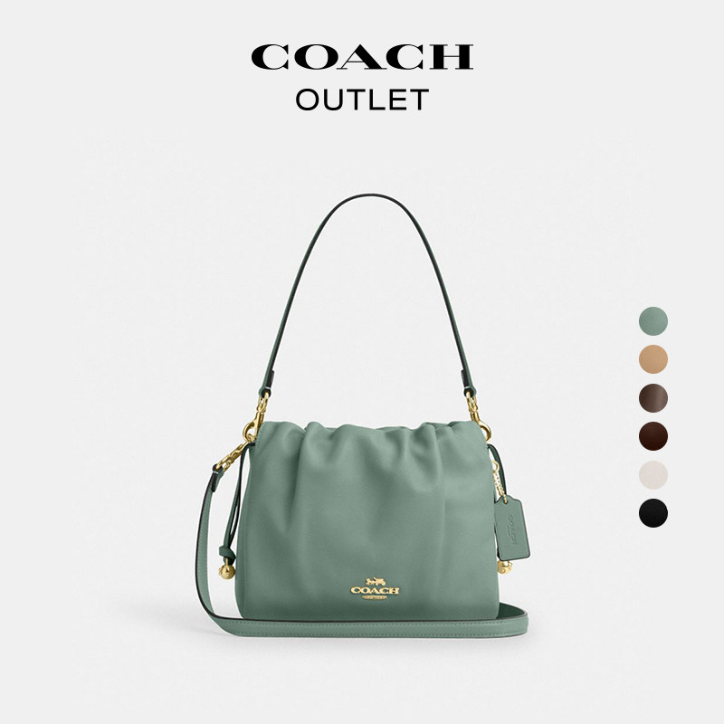 [New Year Gift] COACH Outlet Women's Cow Leather Faye Drawstring Handbag Shoulder Bag Crossbody Bag