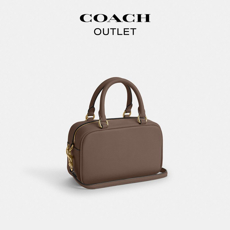 [New Year's Gift] COACH Outlet Women's Cow Leather Satchel Small Square Bag Handbag Crossbody Bag