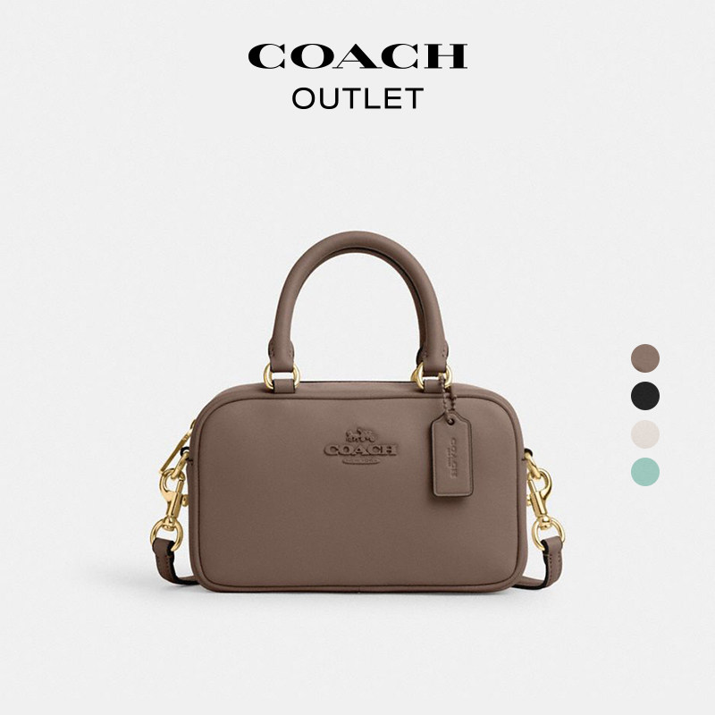 [New Year's Gift] COACH Outlet Women's Cow Leather Satchel Small Square Bag Handbag Crossbody Bag