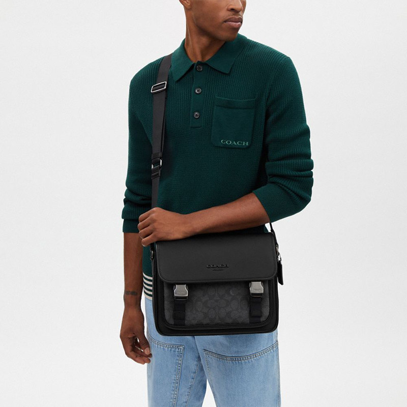 [New Year's Gift] COACH Outlet Men's Classic Logo Racer Messenger Bag