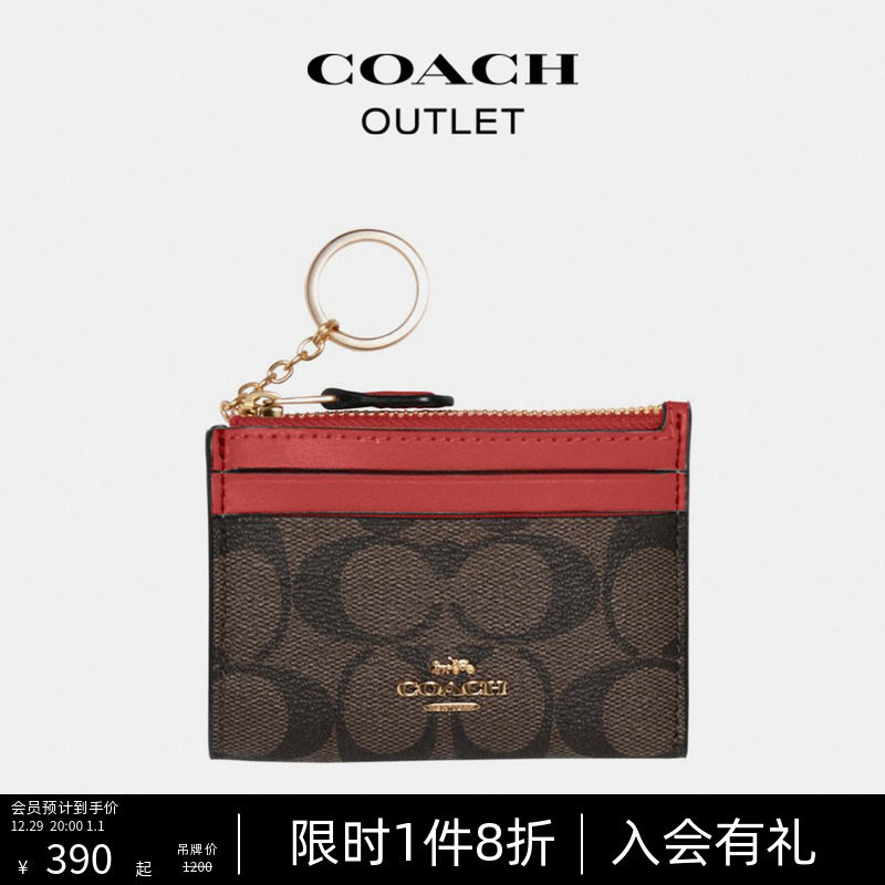 (New Year's gifts) COACH Coco-le-au-Lady classic logo mini-slim credential package-Taobao