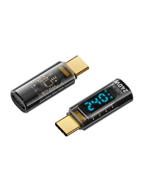 Suitable for Apple 15 Full-Featured 240W Digital Display Adapter Type-C Male to Female Power Current Detector Voltmeter Fast Charging Monitoring Display Tester Usb4 Thunderbolt 40Gpbs Converter