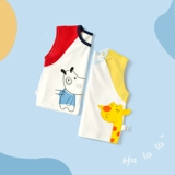 Летняя хлопковая летняя одежда, тонкий жилет, детский мультяшный милый комбинезон подходит для мужчин и женщин без рукавов, в западном стиле