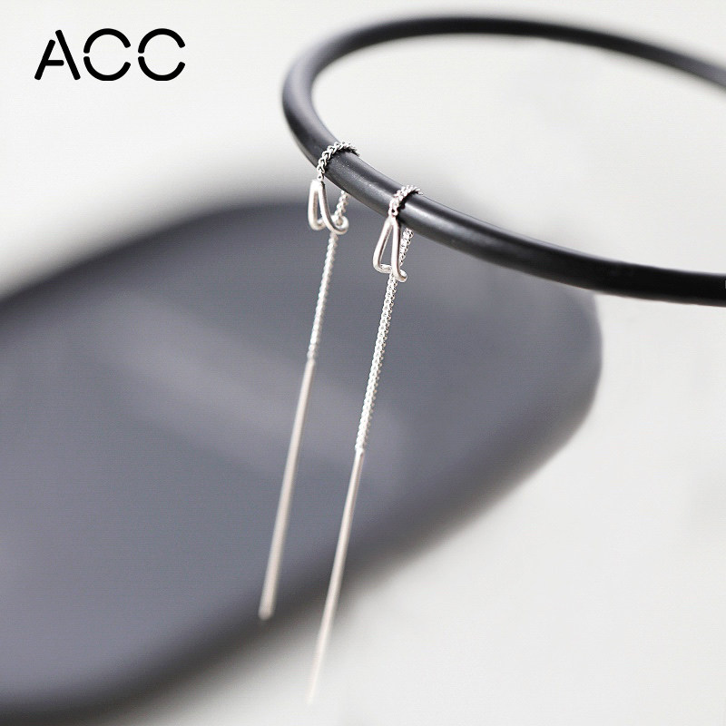 Серьги из стерлингового серебра 999 пробы ACC с двумя линиями ношения, женские серьги, новинка 2026, популярный стиль, нишевые длинные серьги с пирсингом