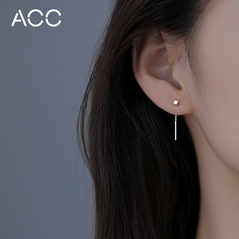 ACC small square earrings 925 sterling silver female 2022 new trendy ear needles niche simple wild earrings earrings summer