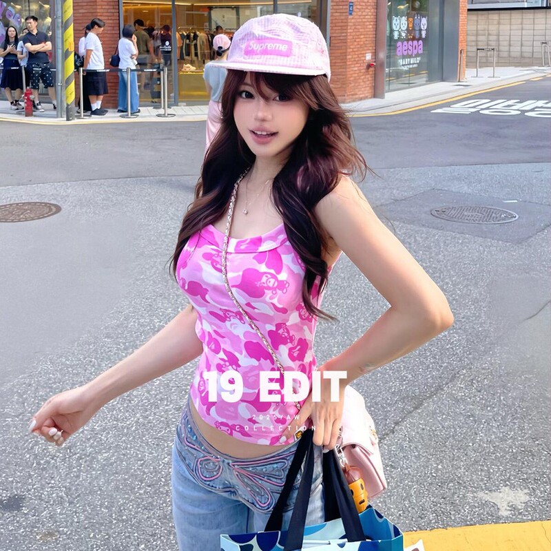 90% off Pieces ▪ Cartoon Monkey - Camouflage Print Sexy Style Camisole Outerwear Slim Fit Short Style 26 Autumn and Winter New Style