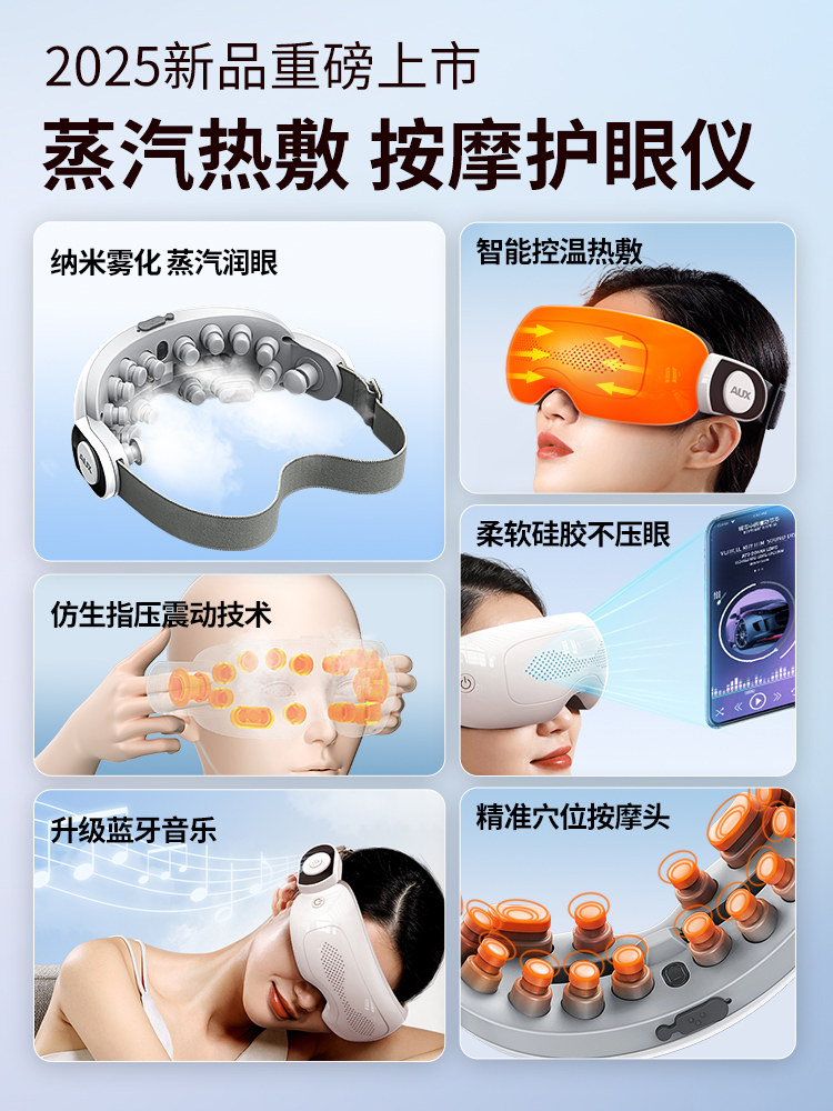 Oaks Eye Massager Protects Eyes, Relieves Eye Fatigue, Dryness, Moisturizes Eyes, Steam Atomization Eye Mask, Hot Compress Artifact