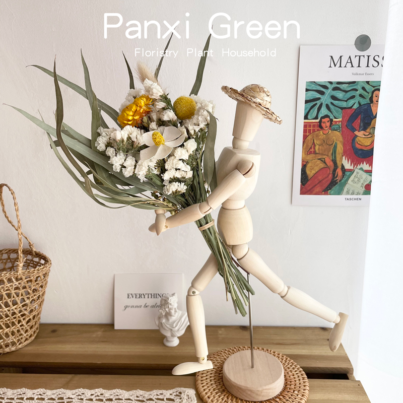 Modern simple dried flowers real flowers natural air-dried living room bouquet decoration hugging flower puppet joint people creative ornaments