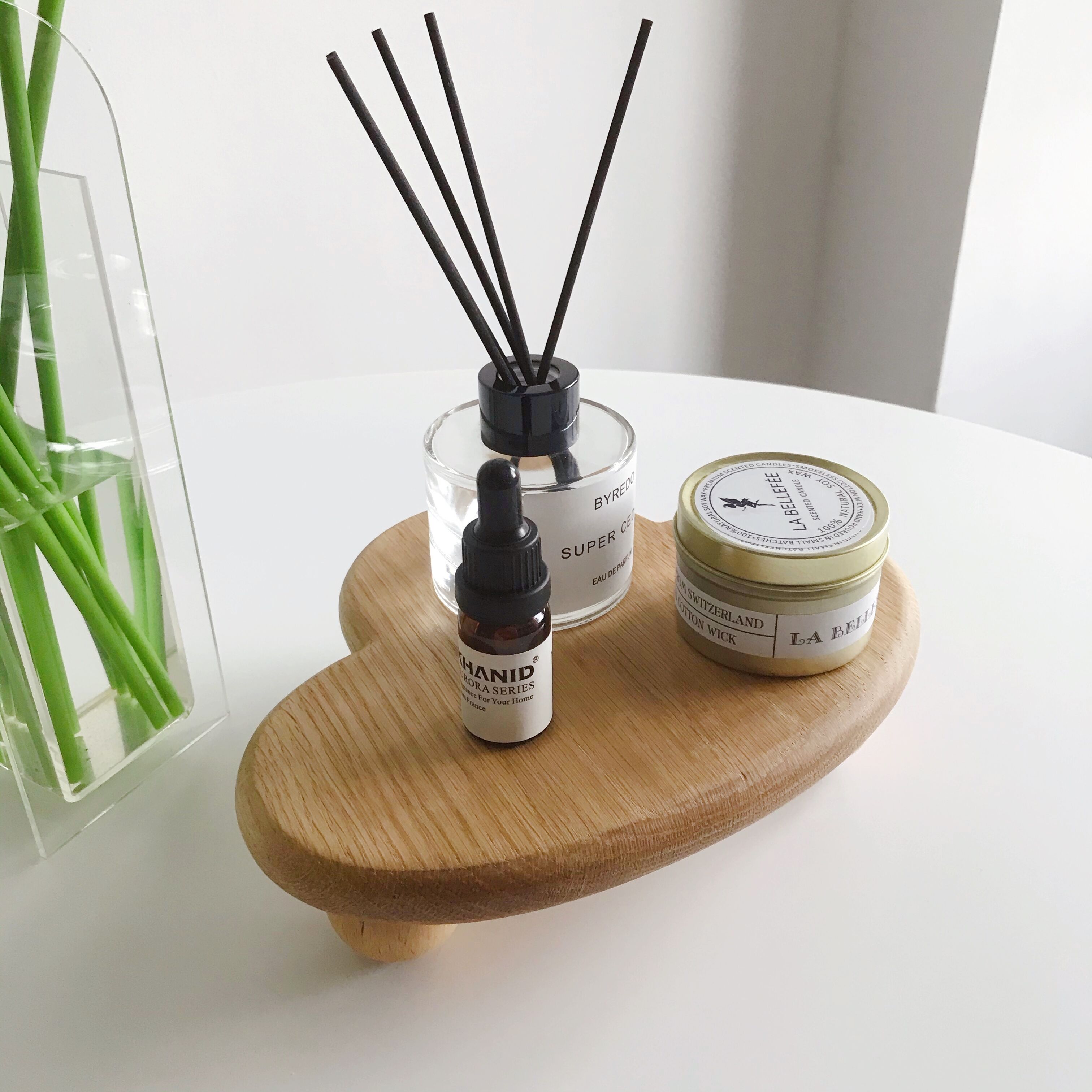 Nordic in Wind Creative High foot Cloud Solid wood tray fragrance plate wooden plate wooden collection disk