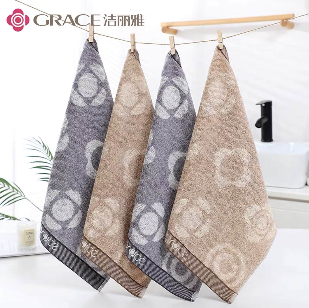 Jie Embroidery square towel with square four aspects of towel washing face towel with wiped face wiped