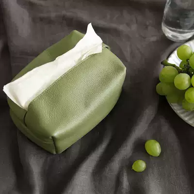 Mountain knock sainkho leather tissue box cow leather napkin storage bag creative dining room extraction toilet paper car carrying ins