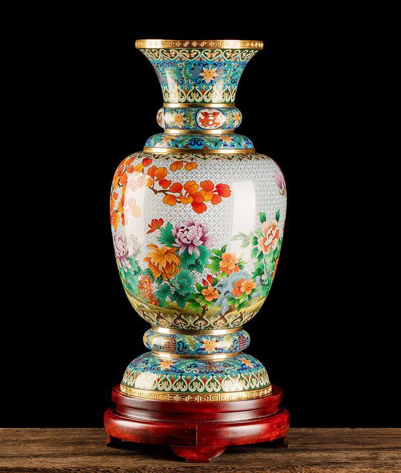 北京珐琅景泰蓝花瓶15寸《盛世欢歌》：国礼级艺术品，让你的家瞬间提升