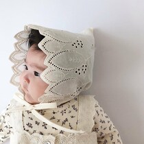 Korean version of the spring and summer freshmen infant fetal hat baby cute embroidered hollowed-out princess leaf lace cap
