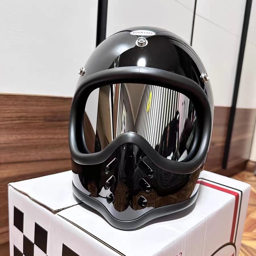 BornFree Space Armor Mini moto3 built-in lenses adapted locomotive retro helmet wind mirror windproof dust-Taobao