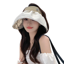 Official website small ck big brim empty top hat womens summer sun protection sun hat outdoor anti-UV sun hat shell hat