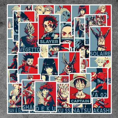 50 mixed anime stickers cartoon poster mobile phone notebook water cup mobile charging waterproof ipad decorative stickers