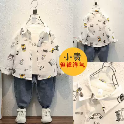 Boys shirt spring and autumn Korean version of fried street children's shirt summer cotton little boy long sleeve foreign pie baby shirt children's clothing