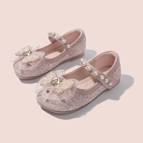 Обувь для принцессы, мягкие розовые туфли с бантиком, мягкая подошва