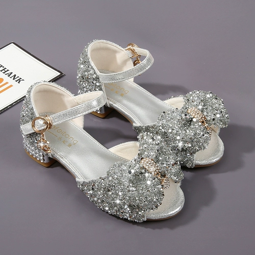 Сандалии для принцессы, летние туфли, детская обувь на высоком каблуке, для подиума, мягкая подошва