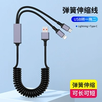 Прямой USB-кабель с пружиной «один-два» [Apple 𬞟fruit + Type C] черный