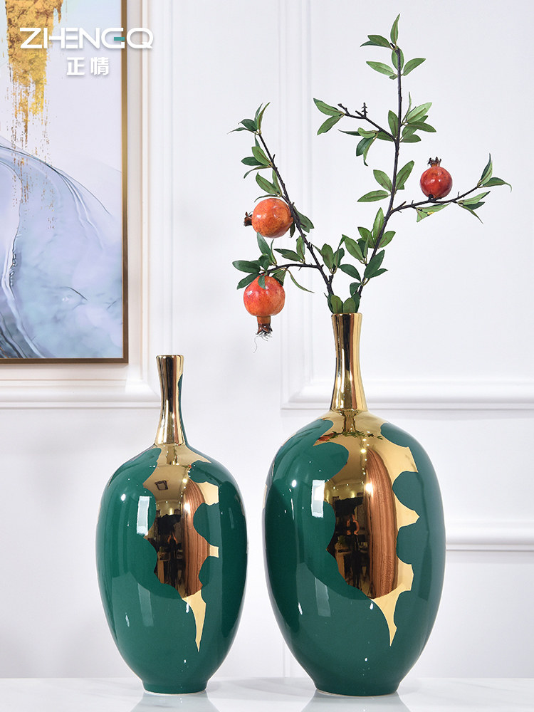 Ceramic new Chinese small vase table home living room dry flower decoration flower plant creative hydroponic light luxury flower ornaments