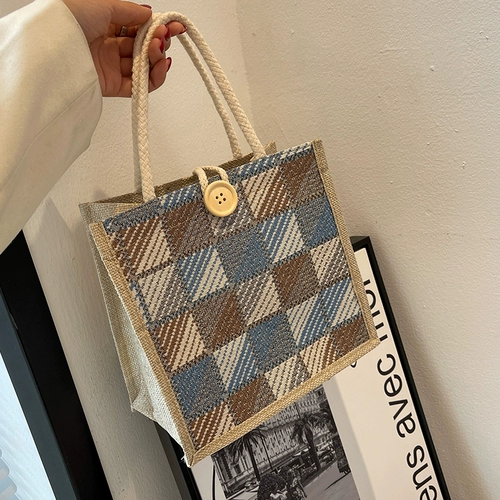 Льняная сумка, ланч-бокс, высококачественная банка для хранения, модная японская сумка через плечо, сумка для еды