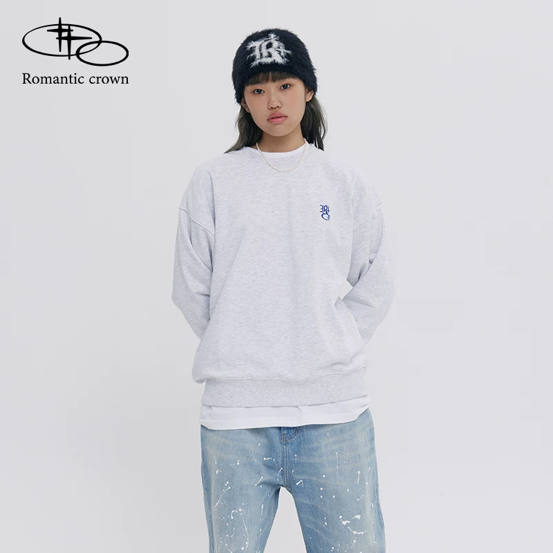RomanticCrown24 autumn and winter street atmosphere printed pullover loose sweatshirt