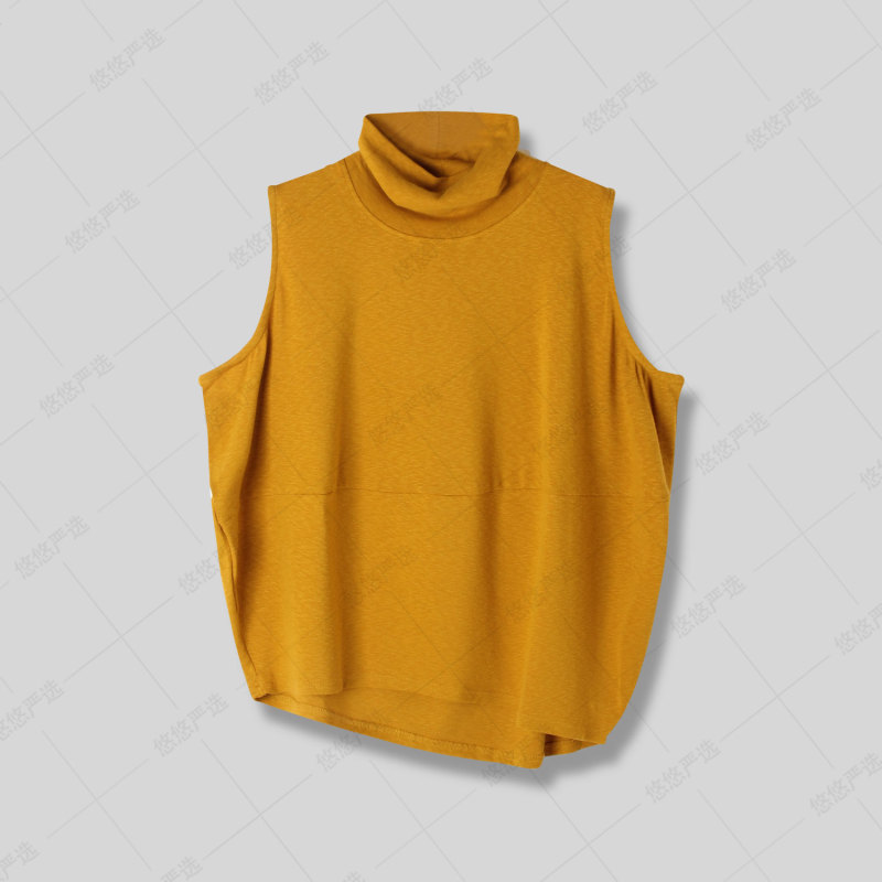 [Designer Style, Three-Dimensional Segmented Cutting] Early Autumn New Design High-Neck Sleeveless Top
