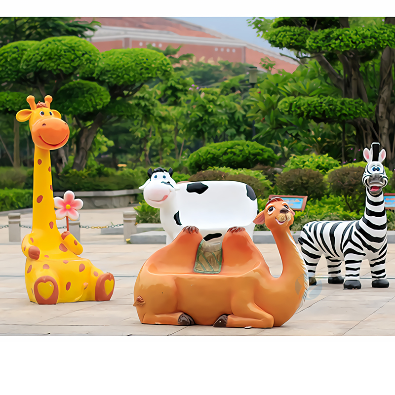 Glass Fiber Leisure Chair Kindergarten Cartoon Giraffe Sculpture Seat Outdoor Park Chair Decoration