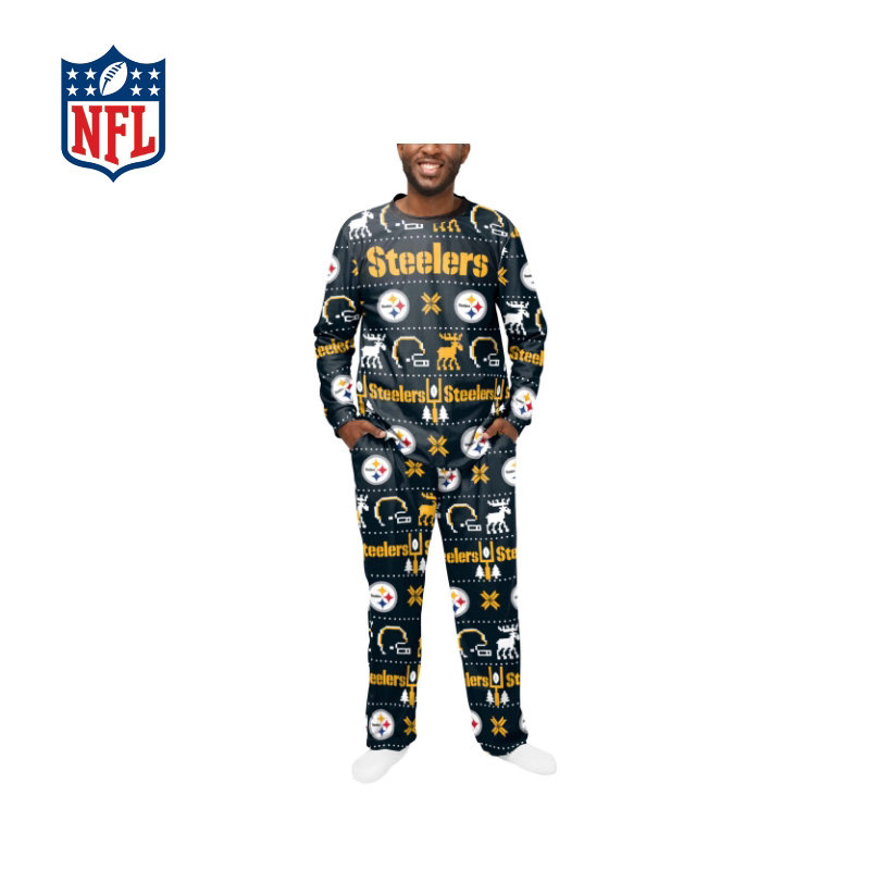(NFL) Pittsburgh Steelers Forever Colectibles 2021 Round Collar Pyjamas-Men