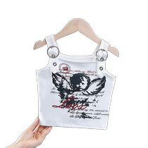 Girls suspenders summer 2024 new medium and large childrens clothing stylish childrens hot girls jazz dance vest tops to wear outside