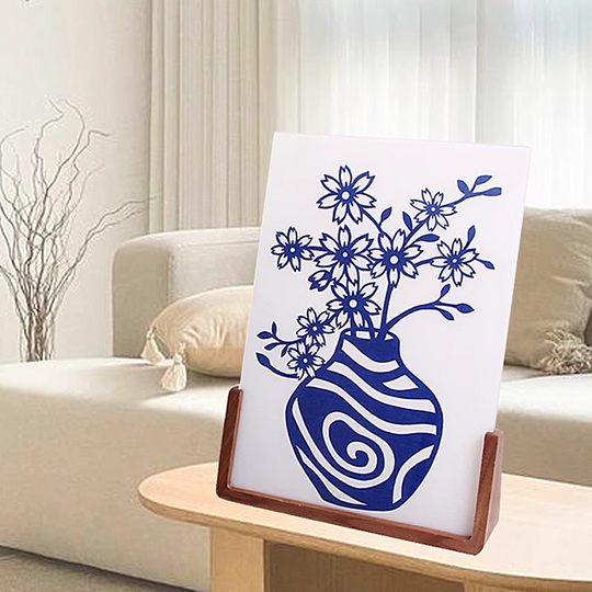 Chinese style blue and white porcelain paper-cutting material wrapping pattern special professional rice paper children's handmade flowers and plants window flowers art paper-cutting handmade paper-cutting pattern material