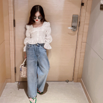 Childrens Clothing Girl Spring Clothing Suit 2023 New Ocean Gas Great Child Spring Autumn Girl Trendy Broadlegged Pants Two Sets