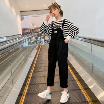 Girl Denim Back Belt Pants Spring Autumn 2023 New Children Han Edition Spring Girl Trendy Ocean Pants Suit Tide