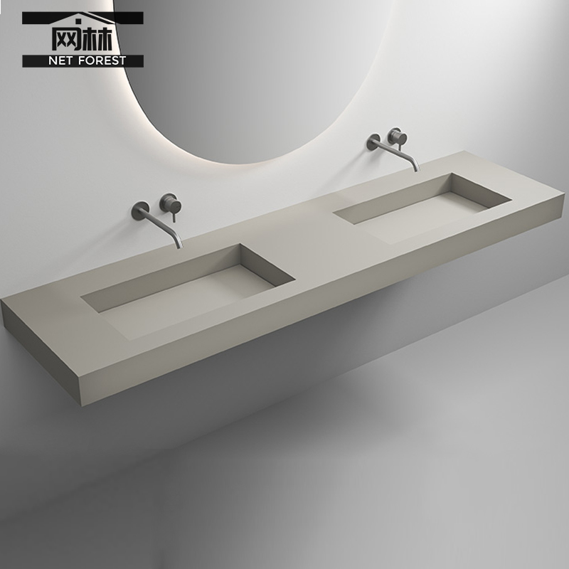 Artificial stone hidden water one-piece double basin pure acrylic washbasin bathroom washbasin custom