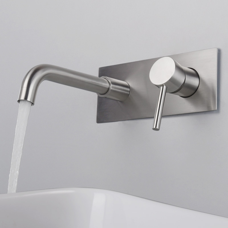 Concealed Style 304 Stainless Steel Makeup Room Washbasin Into Wall Type Hot And Cold Wall Out Tap Flush Tap