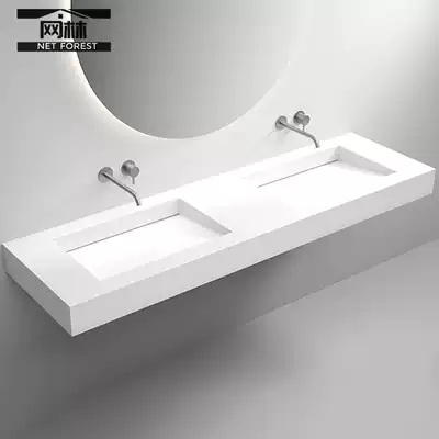 Simple one-piece household hotel bed and breakfast washbasin wall-mounted washbasin bathroom washbasin double basin customization