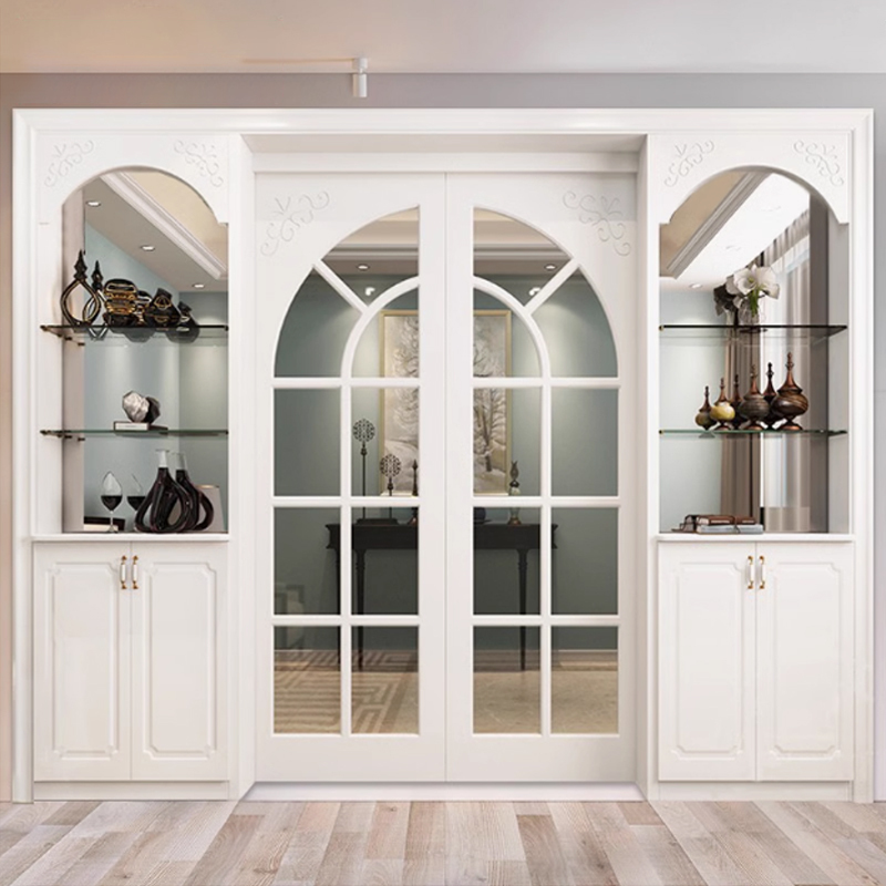 Kitchen Sliding Door Wooden Door with Wine Cabinet Partition Cabinet Glass Door Wall Integrated Lacquered Door Living Room Interior Door Home Use