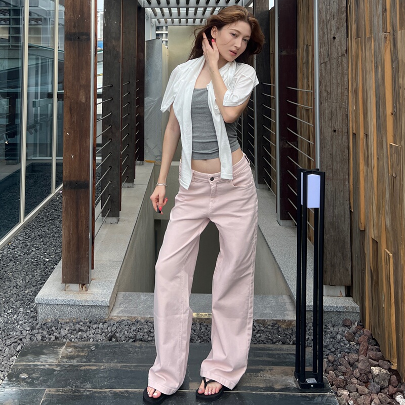 My Faerie Pink Blush Jeans ~ Girly and Youthful, Dyed Pink Straight-Leg Jeans for Women, Stretchy and Slimming