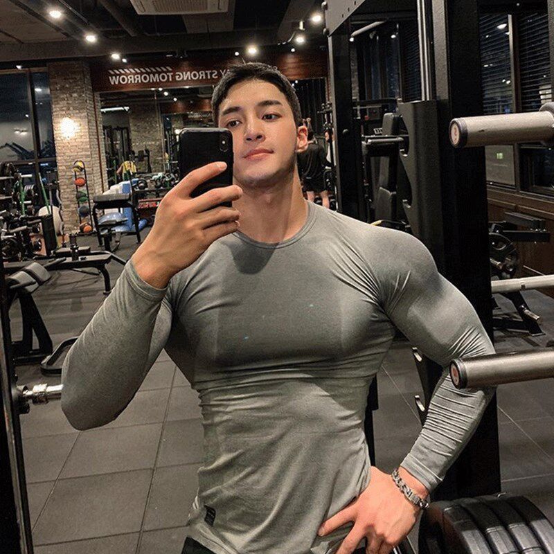Muscle fitness clothes sports long-sleeved tights male brother running basketball quick-drying elastic bottoming shirt training T-shirt