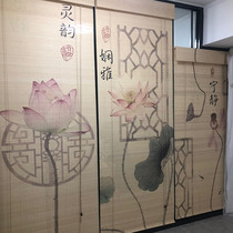 Bamboo curtain rolling shutter sunshade Chinese Japanese rolling door curtain lift blocking partition balcony study Zen curtain