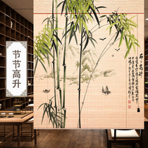 Ink painting bamboo pattern rolling shutter Zen printing retro curtain partition bamboo curtain living room tea room study decoration painting