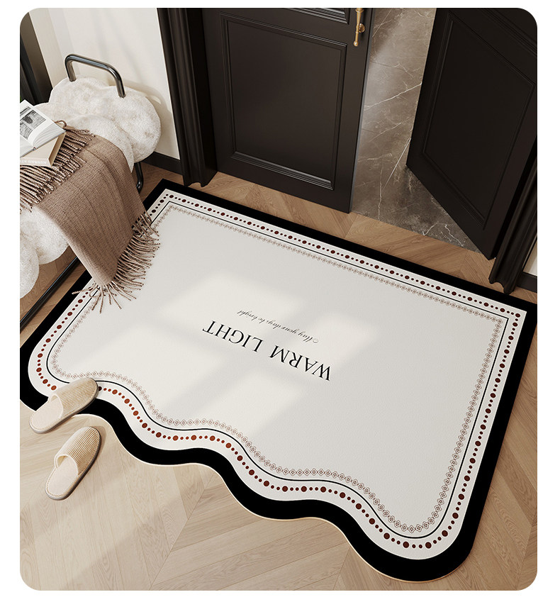 High-end luxury entrance floor mat, leather, easy to clean, non-slip, vintage-style, unique-shaped doormat wholesale