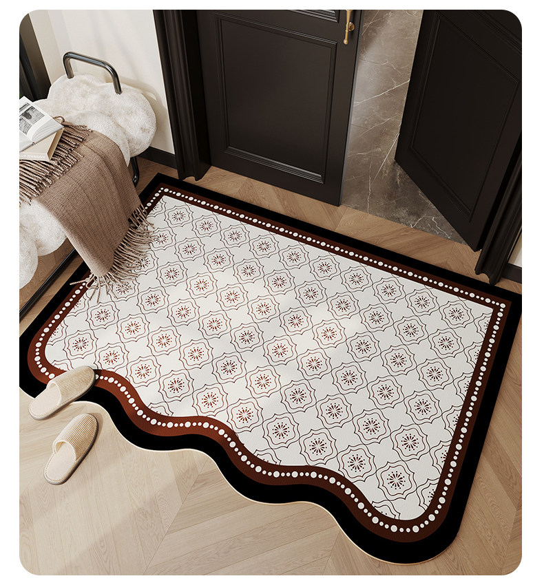 High-end luxury entrance floor mat, leather, easy to clean, non-slip, vintage-style, unique-shaped doormat wholesale