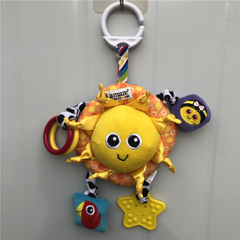 Newborn Baby Sunflower Cart Pendant Baby Lathe Rocking Bell Headboard Music Bell Puzzle Cloth Art Suspension Appeasement Toy