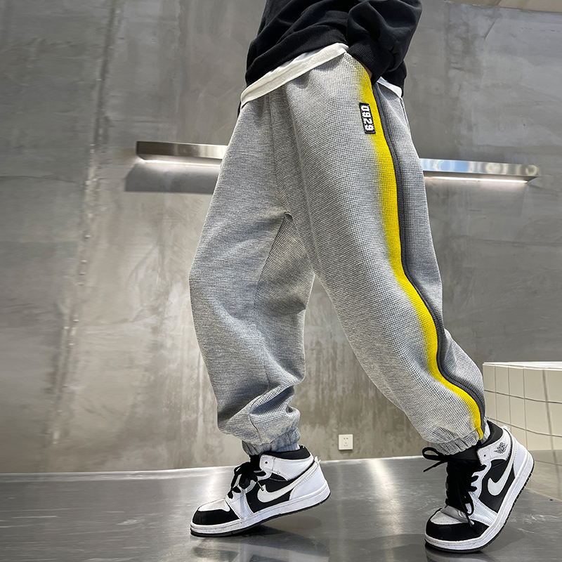 Boy Pants 2022 Spring Autumn Casual Long Pants Children Foreign Pie Sweatpants CUHK Scouts Pants Boy Gradually Floor Tide